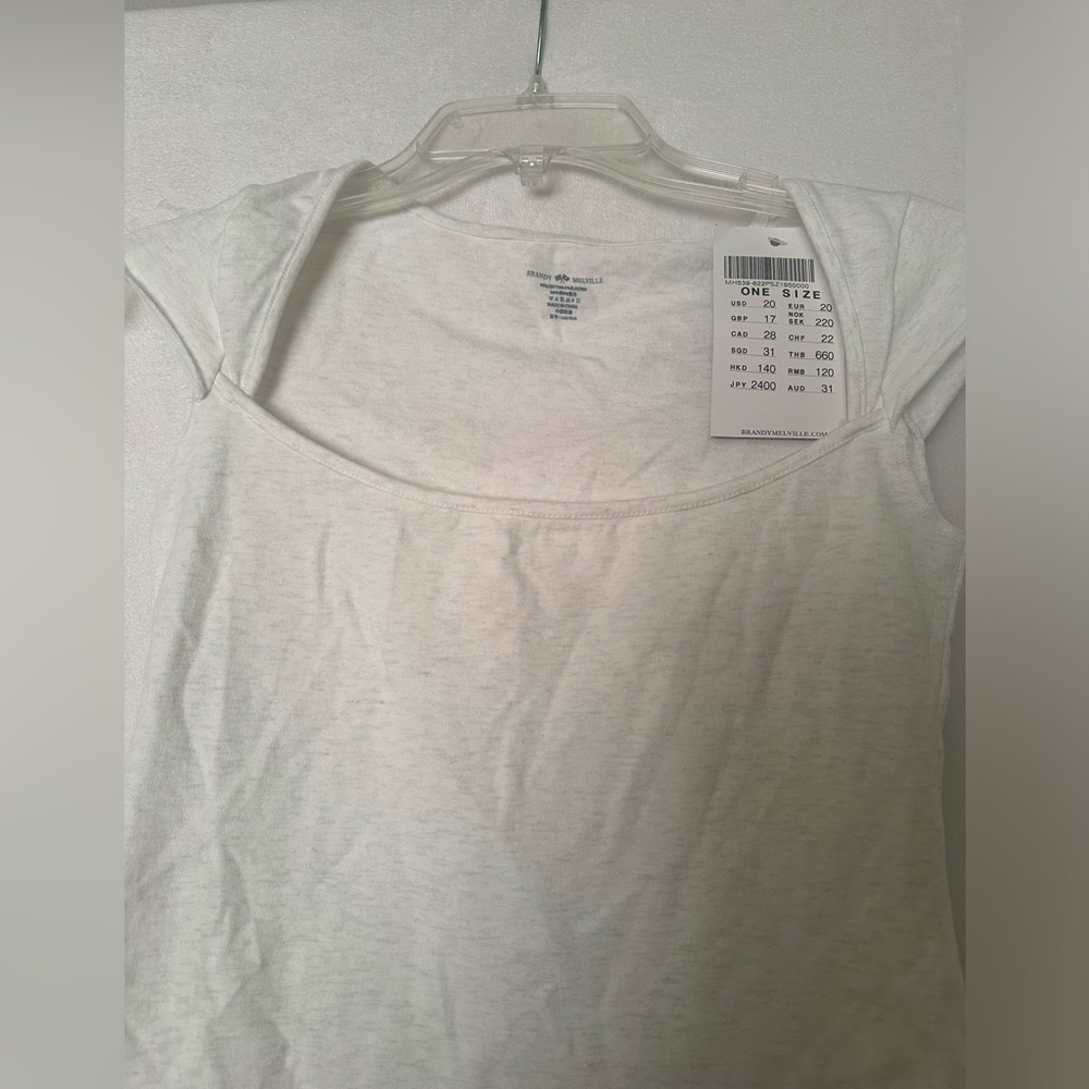 NWT Brandy Melville- One size- Light grey square neck top.